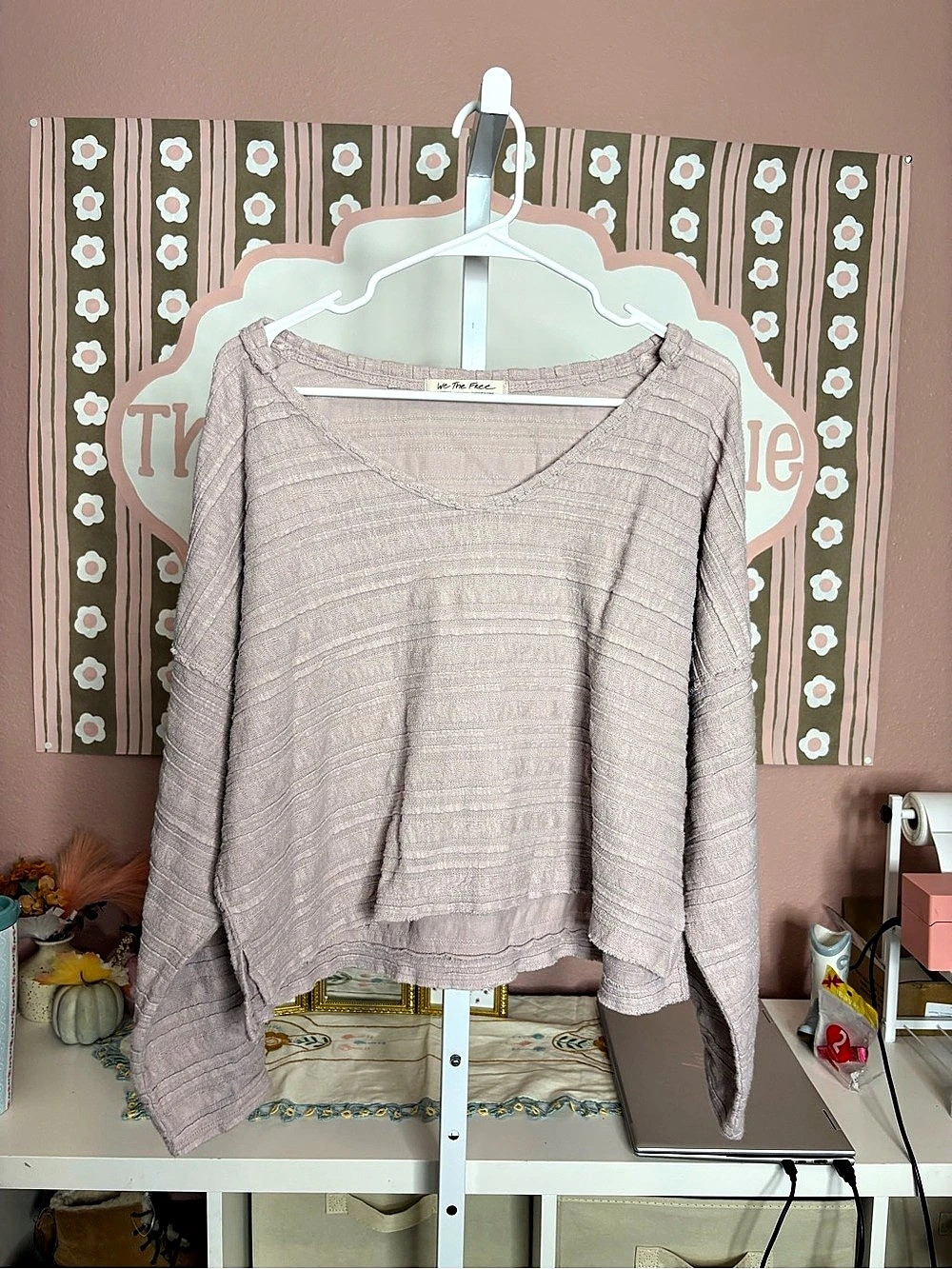 We the Free Long Sleeve Tunic in Pink Size Medium
